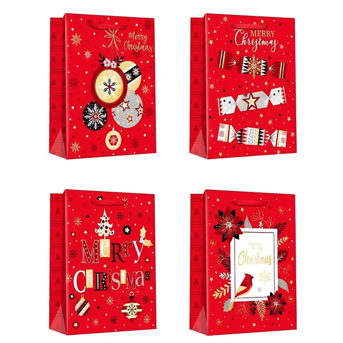 4PCS/SET Christmas Gift Bag Kraft paper Cartoon Design Gift Paper Bag Christmas Eve for Holiday