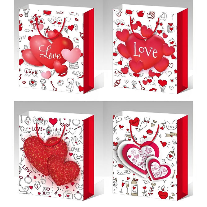 4PCS/SET Gift Bags Love Gift Packaging Bag Thickened Craft Paper Handbag Flat Pocket