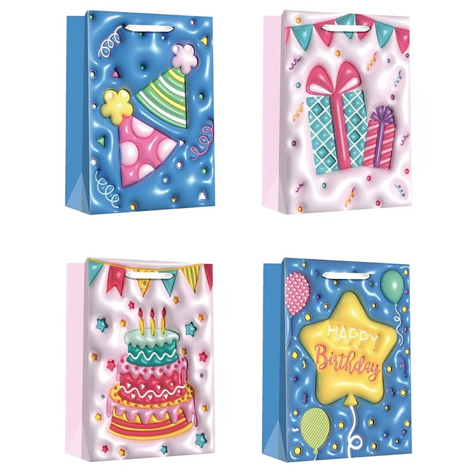 4PCS/SET Birthday Gift Bag Happy Birthday Gift Packaging Bag Cartoon Handbag Thickened Flat Pocket