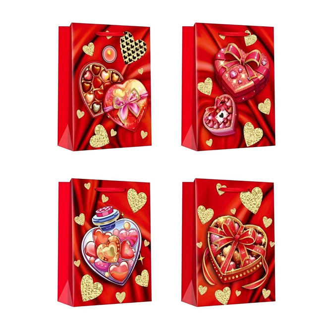 4PCS/SET Gift Bags Love Gift Packaging Bag Thickened Craft Paper Handbag Flat Pocket