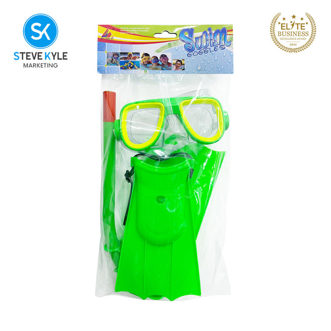 Steve Kyle Children's Snorkeling Mask Set With Diving Mask Fins Scuba Swimming Goggles