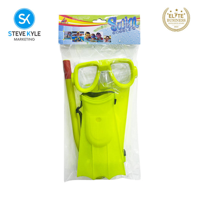 Steve Kyle Children's Snorkeling Mask Set With Diving Mask Fins Scuba Swimming Goggles