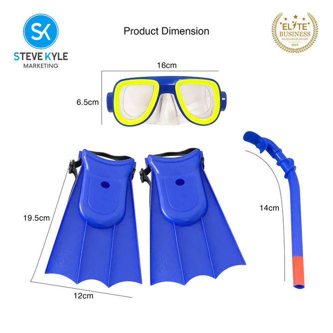 Steve Kyle Children's Snorkeling Mask Set With Diving Mask Fins Scuba Swimming Goggles