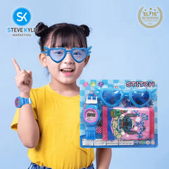 Steve Kyle Cartoon Character Pattern Wallet Watch And Glasses Accessories Set Random Design For Kids Birthday Gift Random Design