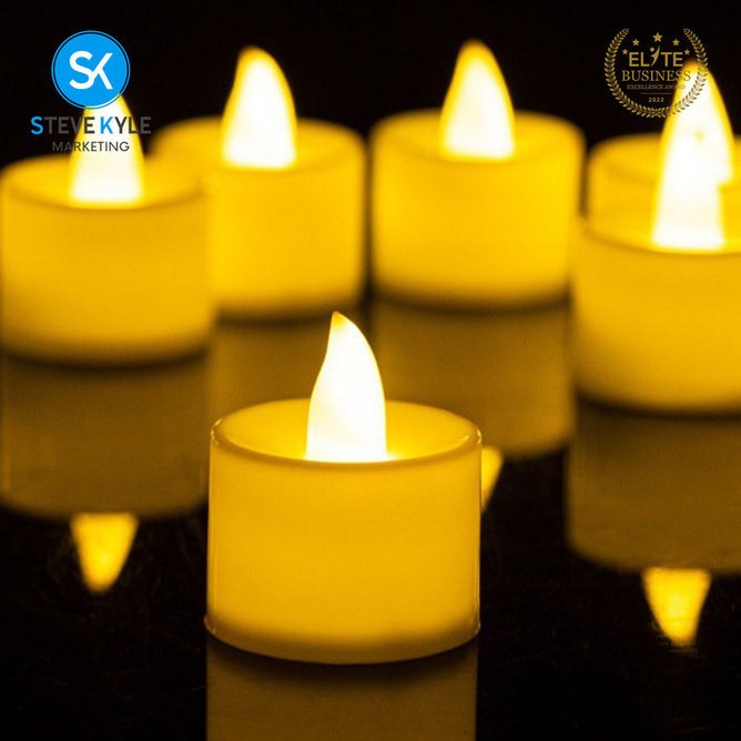 Steve Kyle Small LED Warm White Flameless Tealight Candle Battery Operated Table Decor
