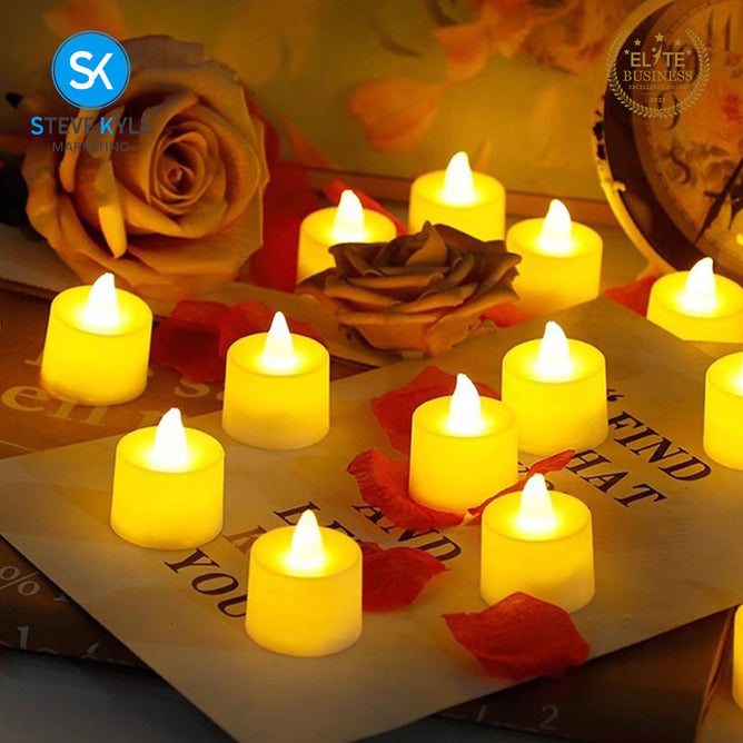 Steve Kyle Small LED Warm White Flameless Tealight Candle Battery Operated Table Decor