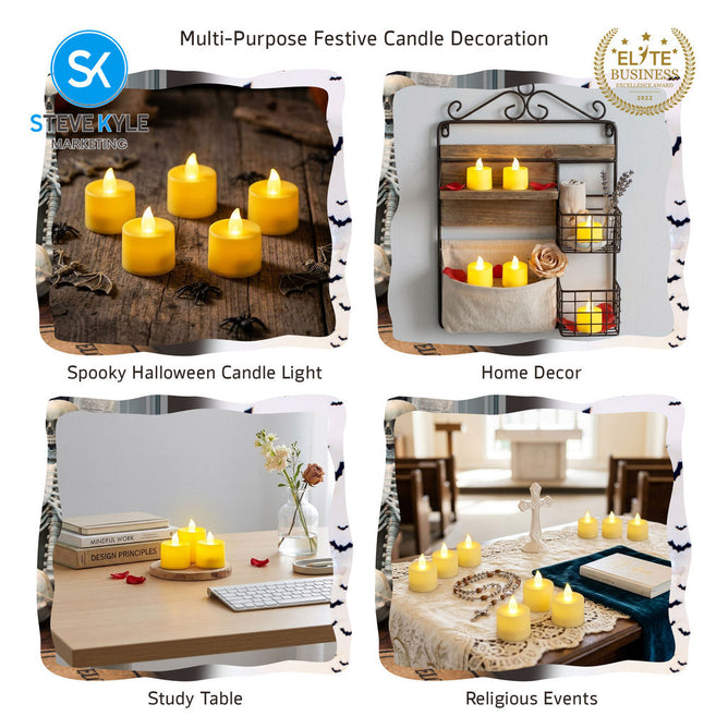 Steve Kyle Small LED Warm White Flameless Tealight Candle Battery Operated Table Decor