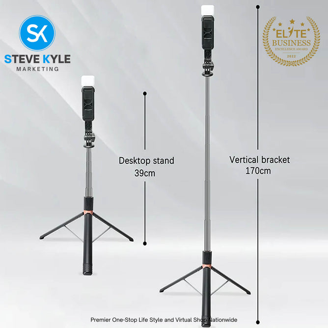 Wireless Bluetooth Selfie Stick with Light Retractable Portable Multifunctional with Remote Shutter