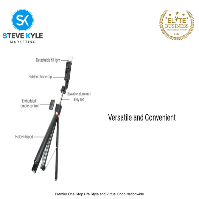 Wireless Bluetooth Selfie Stick with Light Retractable Portable Multifunctional with Remote Shutter