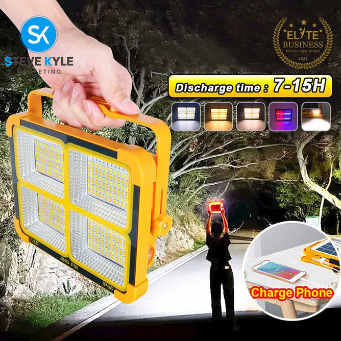 Solar Emergency Light with Power Bank Function Portable Outdoor  Waterproof Flood Light Rechargeable