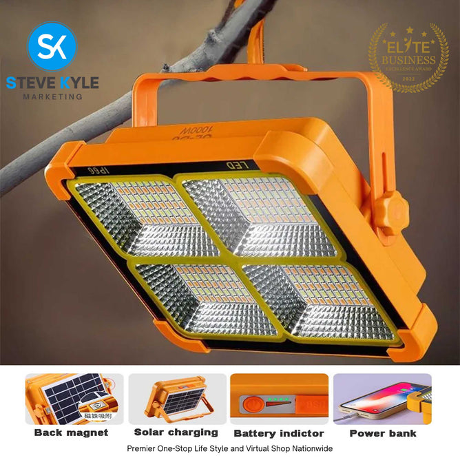 Solar Emergency Light with Power Bank Function Portable Outdoor  Waterproof Flood Light Rechargeable