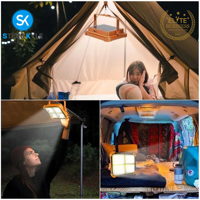 Solar Emergency Light with Power Bank Function Portable Outdoor  Waterproof Flood Light Rechargeable