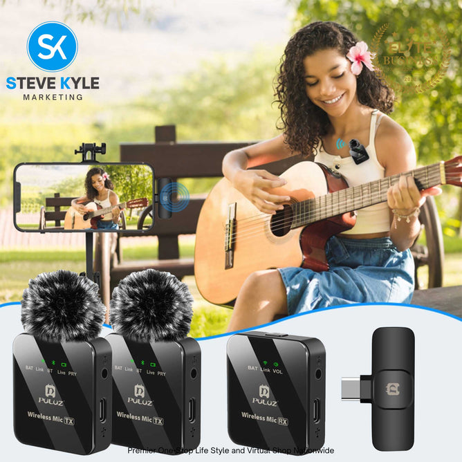 Wireless Lavalier Microphone and Dual Wireless Lavalier Microphones (Black)