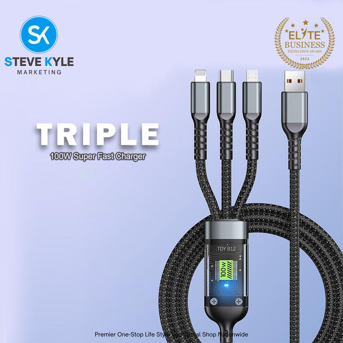 Fast Charging Cable Transparent Digital Display Fast Charge USB To Type—C/Micro/Lightning Cable