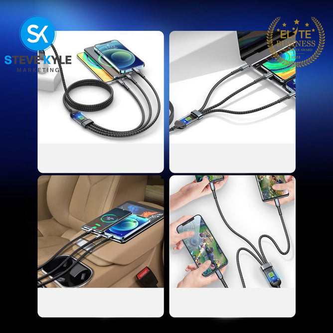 Fast Charging Cable Transparent Digital Display Fast Charge USB To Type—C/Micro/Lightning Cable