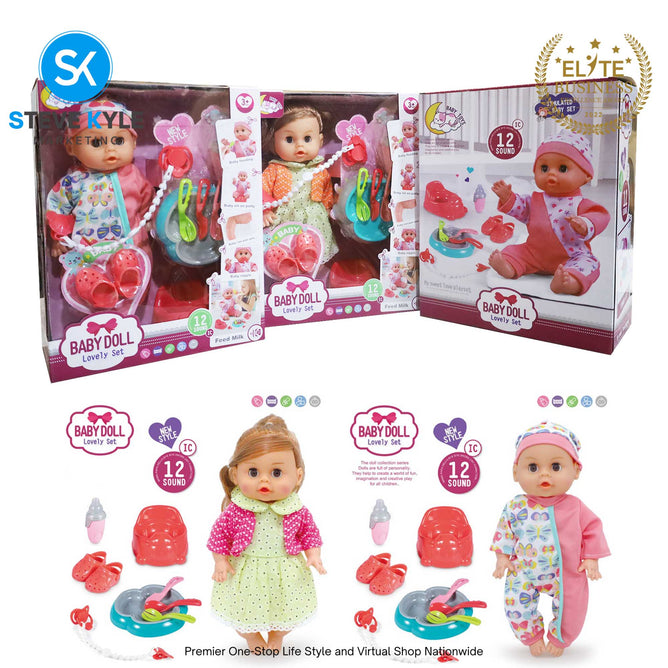 12 Sounds Lovely Baby Doll with Accessories Set High Quality Doll Best Gift for Kids