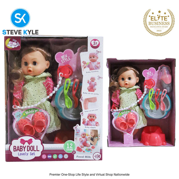 12 Sounds Lovely Baby Doll with Accessories Set High Quality Doll Best Gift for Kids