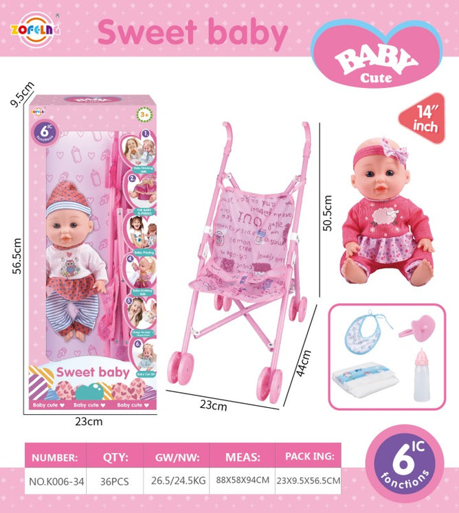 12' Inches Baby Doll 6 Sounds with Accessories High Quality Doll Best Gift for Kids