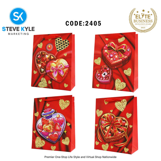 4PCS/SET Gift Bags Love Gift Packaging Bag Thickened Craft Paper Handbag Flat Pocket