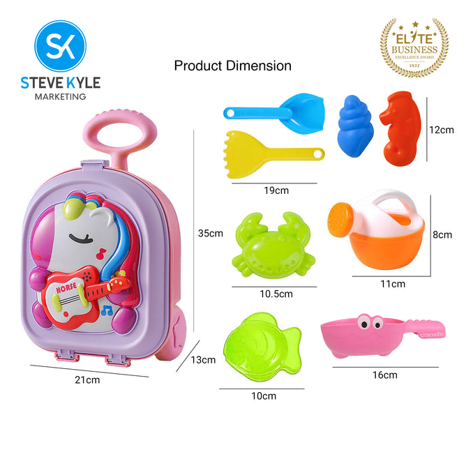 Steve Kyle Cartoon Animal Beach Sand Luggage Toys Trolley Case Pretend Play Set