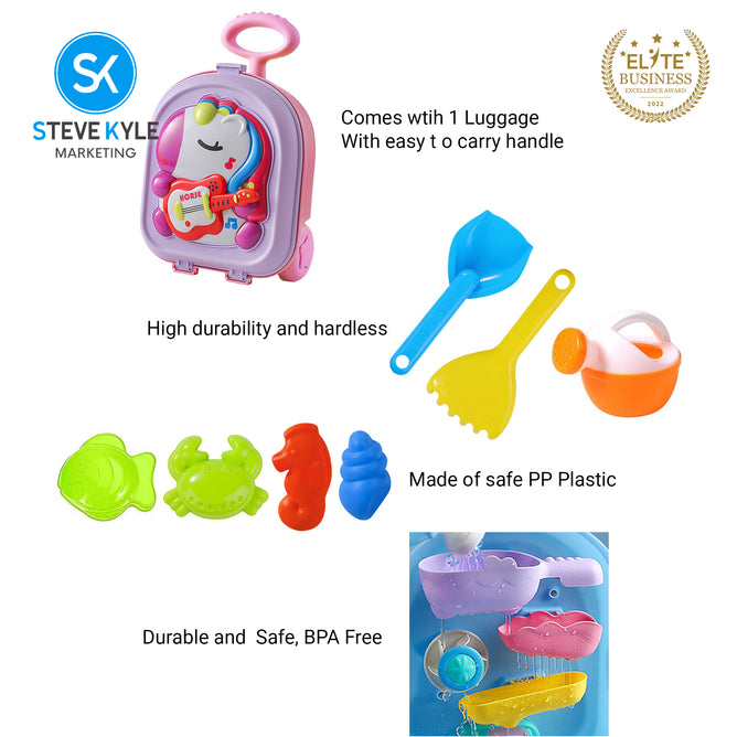 Steve Kyle Cartoon Animal Beach Sand Luggage Toys Trolley Case Pretend Play Set
