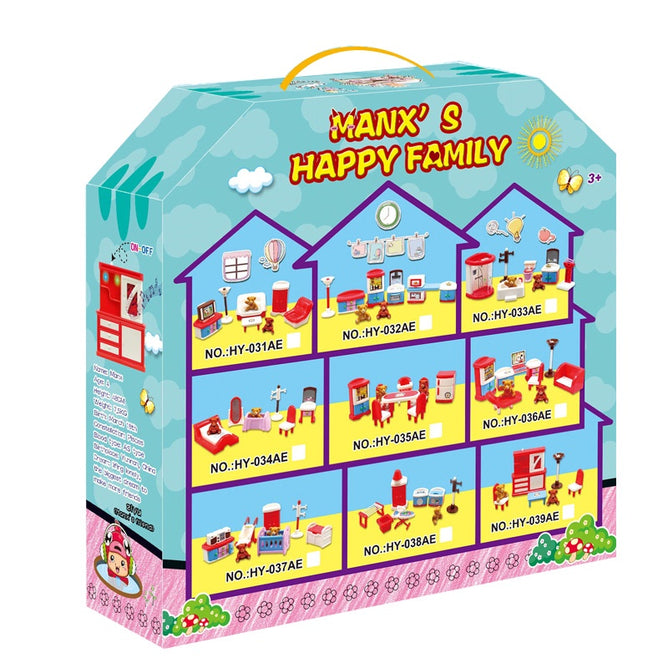Pretend Play Doll House Furniture Accessories Manxs Happy Family Toys Best gift for Kids