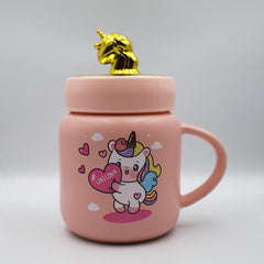 Ceramic Mug Cute Unicorn Design Coffee / Water Mug Cup with Lid