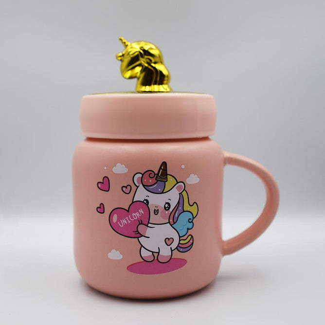 Ceramic Mug Cute Unicorn Design Coffee / Water Mug Cup with Lid