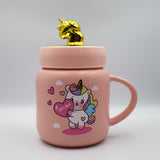 Ceramic Mug Cute Unicorn Design Coffee / Water Mug Cup with Lid