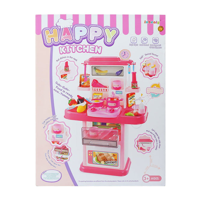 Kitchen Playset and Shopping Cart Pretend Play Kitchen Toys and Accessories Set w/ Sounds and Light