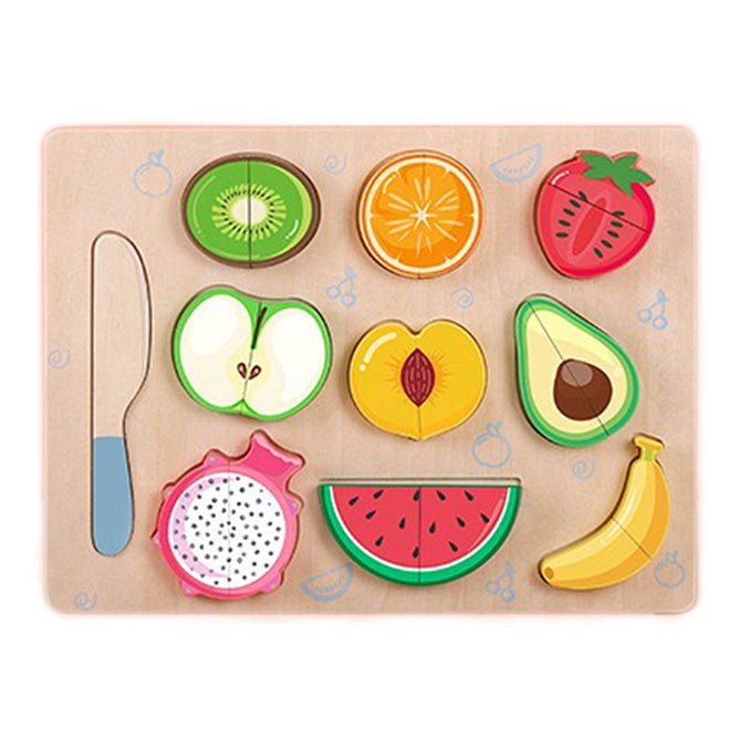 Pretend Play Wooden Cutting Food & Vegetables Puzzle Kitchen toys for Kids Educational Toys