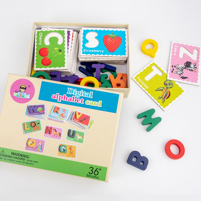 Wooden Digital Flash Cards with box (Alphabet and Numbers)
