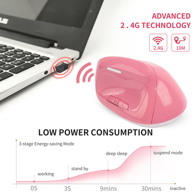 BW883 Ergonomic Optical Vertical Charging Wireless Mouse