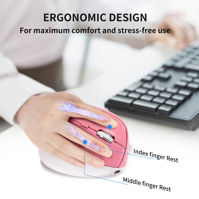 BW883 Ergonomic Optical Vertical Charging Wireless Mouse