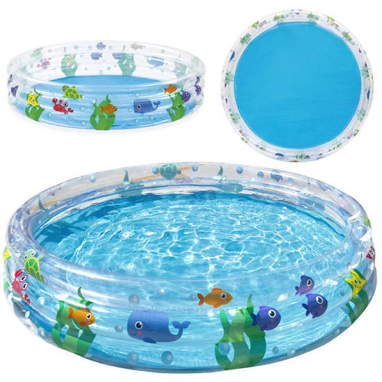 Bestway 51004 Sea Creatures-Printed Inflatable 3 Rings Pool for Outdoor Kiddie Swimming Pool
