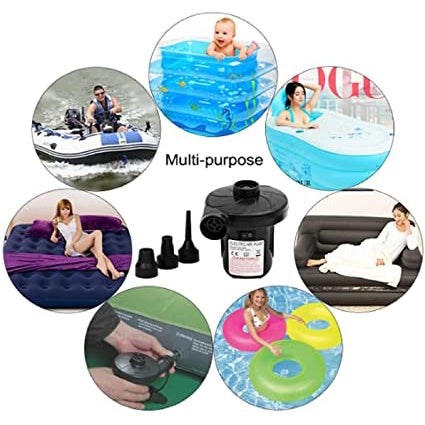 Portable Electric Air Pump Quick Fill with 3 Nozzles for Inflatable Swimming Pool