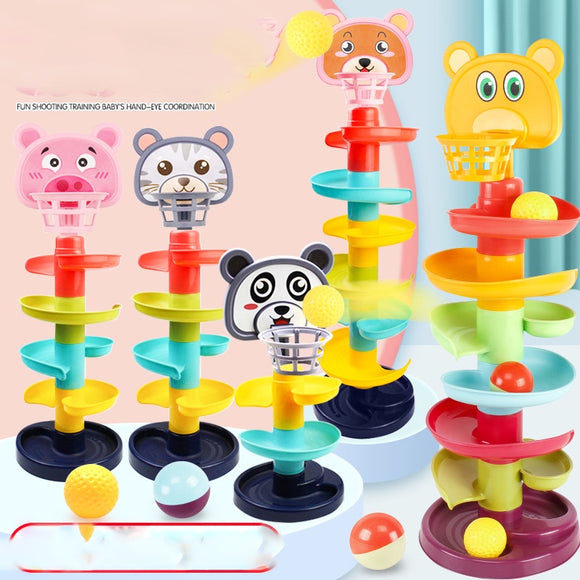 Early Educational Baby Toys 7 Layer Rolling Ball Track Slide Tower Young Children Baby