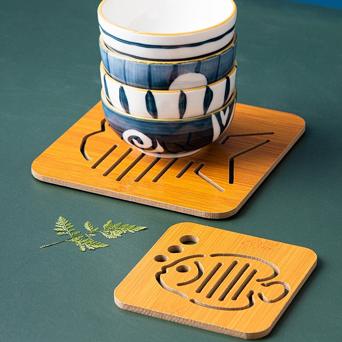 Random Design Wooden Coaster Bamboo Pot Holder Bowl Pad Kitchen Hot Plate Holder for Kitchen