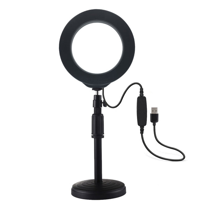 PULUZ PU392 Round Base Desktop Mount + 6.2 inch 3 Modes USB Dimmable LED Ring Light