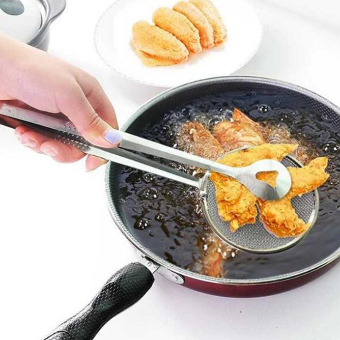 Stainless Steel Kitchen Accessories Fried Food Oil Scoop Drain Clamp Strainer