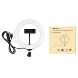 PULUZ PU459B 7.9 inch 20cm USB 3 Modes Dimmable Dual Color Temperature LED Curved Light Ring Vlogging Selfie Photography Video Lights with Phone Clamp