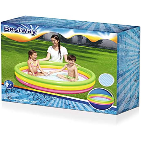 Bestway Colorful 3 Air Ring Inflatable Pool for Outdoor Kiddie Swimming Pool