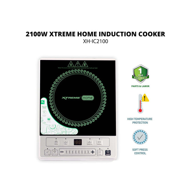 Xtreme XH-IC2100 Induction Cooker Kitchen Appliances with 8 Stage Power Setting for Convenient Cooking