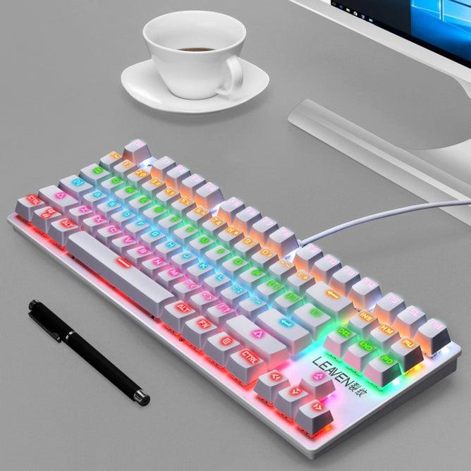 Leaven K550 Mechanical Keyboard 87-Key USB Wired Gaming Keyboard with RGB BackLights