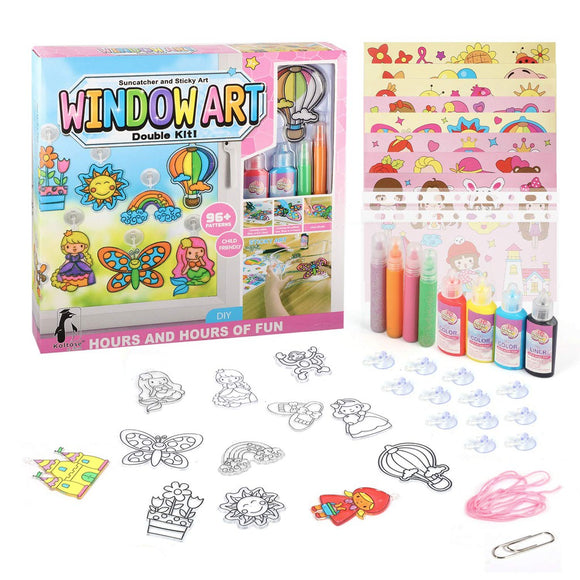 Mash Window Art and Sticky Suncatcher Double Craft Kit for Kids 2 in 1