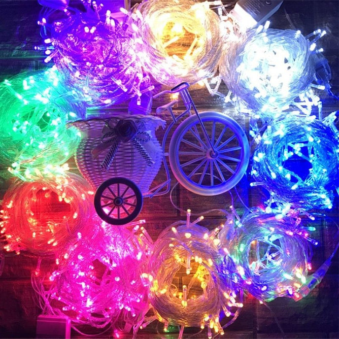 10M-100L LED String Christmas Lights With End Connector Transparent Wire