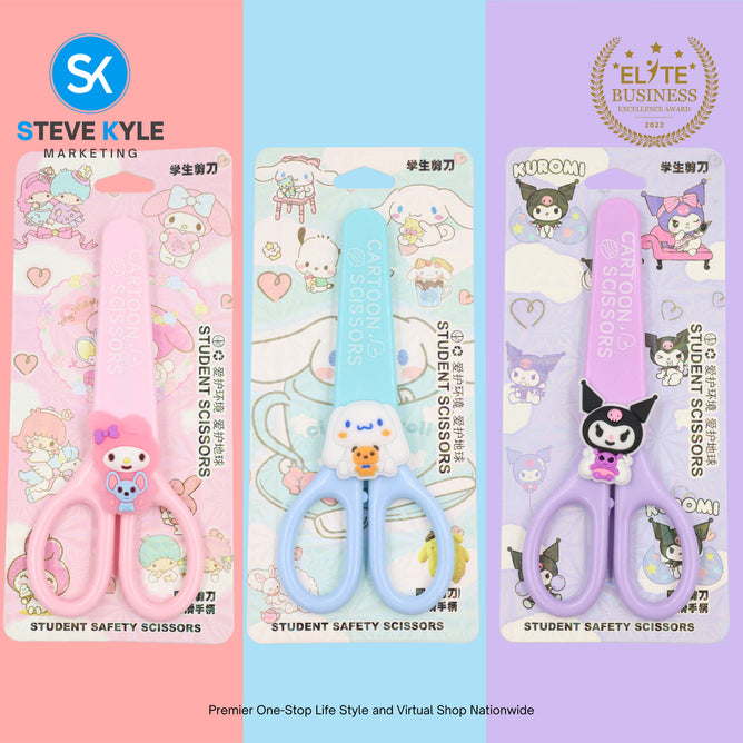 Random Cute Cartoon Kids Safety Round Head Scissors Student Paper Cutting Art School Supplies