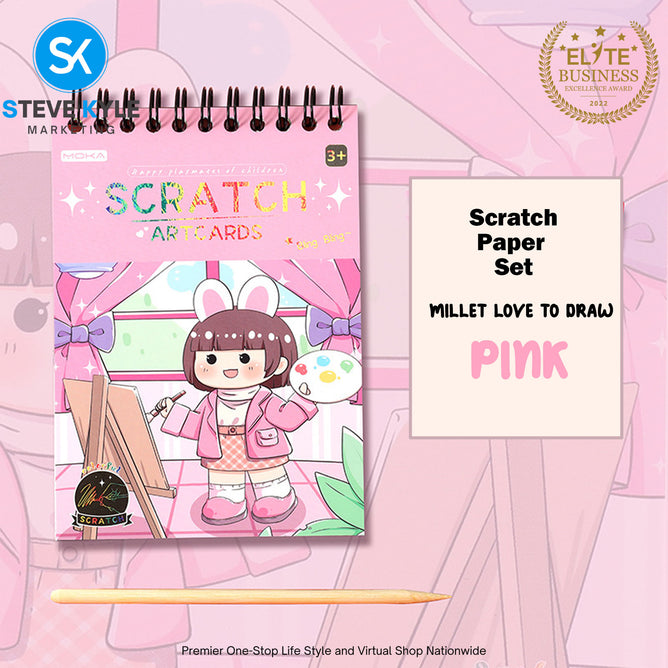 Cute Drawing Scratch Paper for Kids Scratch Off Paper Sheets ArtCraft Kit Black