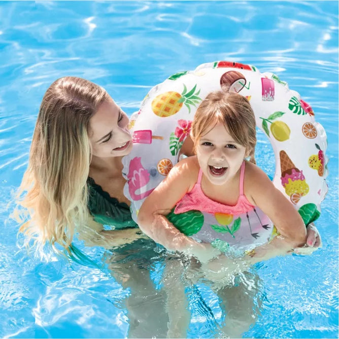Intex 20/24inch Inflatable Lively Print Swim Rings for Kids Outdoor Fun