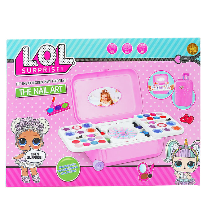 Pretend Play Beauty Children's Hypo Allergenic Makeup and Nail Art Suitcase Cosmetic Toy